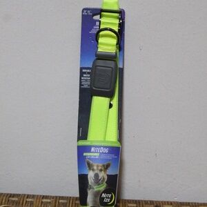 Nite Ize NiteDog Rechargeable LED Collar in lime green.  Sz. L